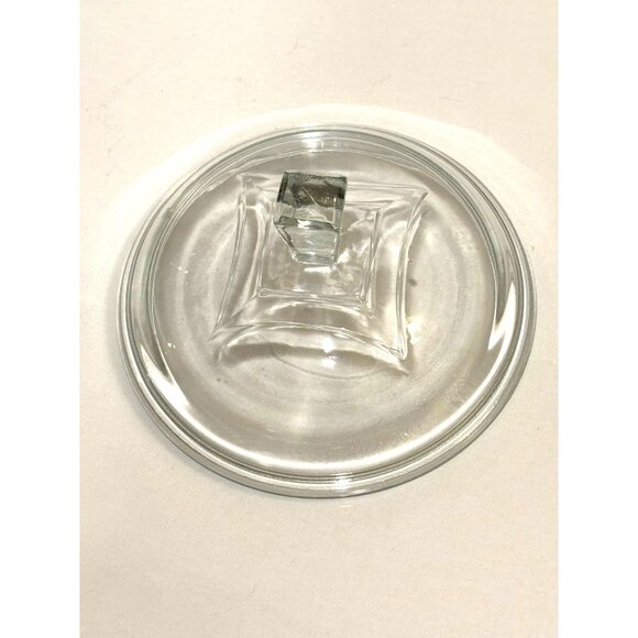Vintage EAPG Clear Glass‎ Covered Compote Square Base Diamond - Picture 3 of 6